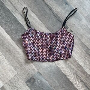 Black Bead Pink Sequin Top